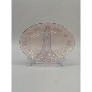 Vintage Depression Glass Jeanette Poinsetta Serving Tray